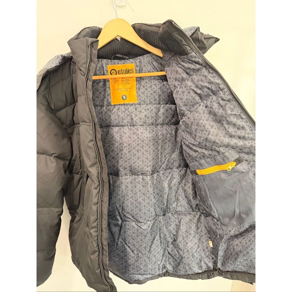 Vintage Etnies Down Puffer Jacket Men’s L Black - Picture 6 of 11